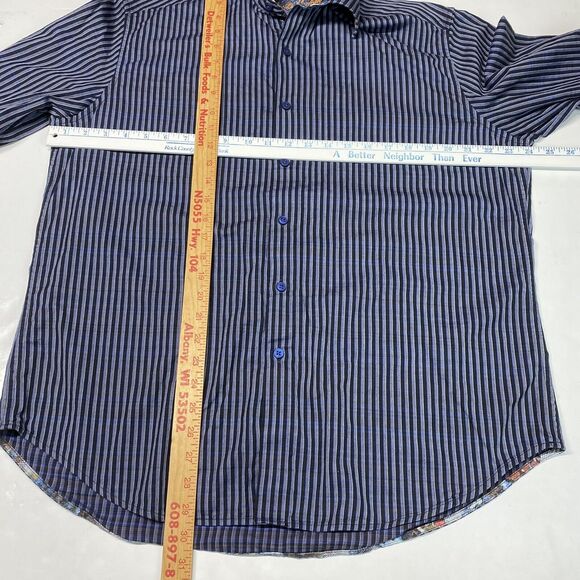 Robert Graham Button Up Shirt Mens XL Classic Fit Blue/Black Striped Long Sleeve - Picture 2 of 9